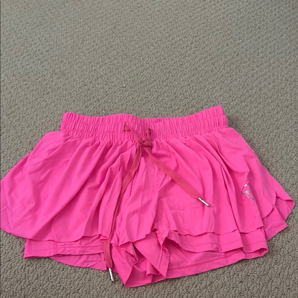 Vibrant Pink Ruffled Athletic Shorts